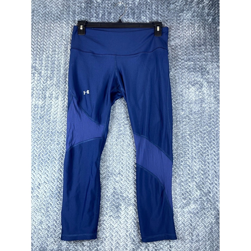 Under Armour Project Rock Heatgear Armour Ankle Crop Leggings Womens Large Blue